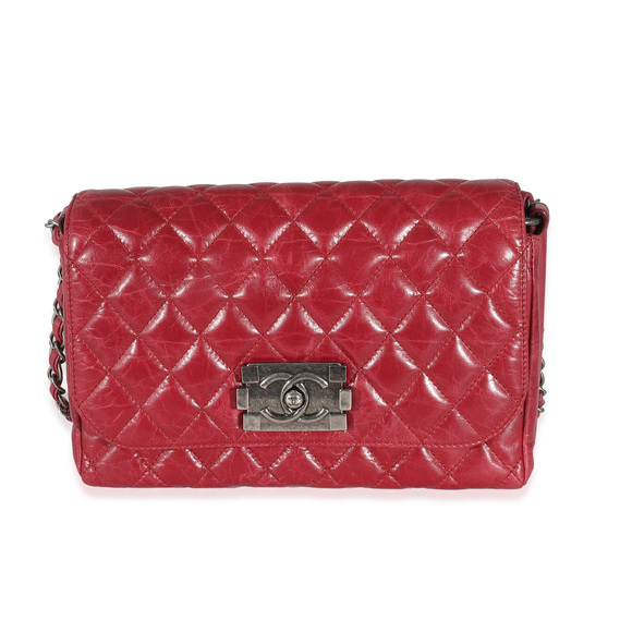 Chanel 12P Red Glazed Calfskin Veau Brilliante Flap Bag - Picture 4 of 8